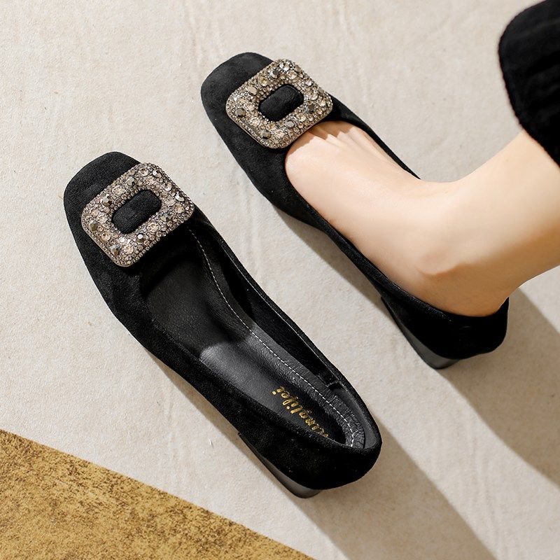 42码女鞋大码低跟软底工作鞋女黑色2024春季新款平底粗跟百搭瓢鞋,女鞋,浅口单鞋,淘宝优惠券,粉丝福利购,淘宝优惠卷