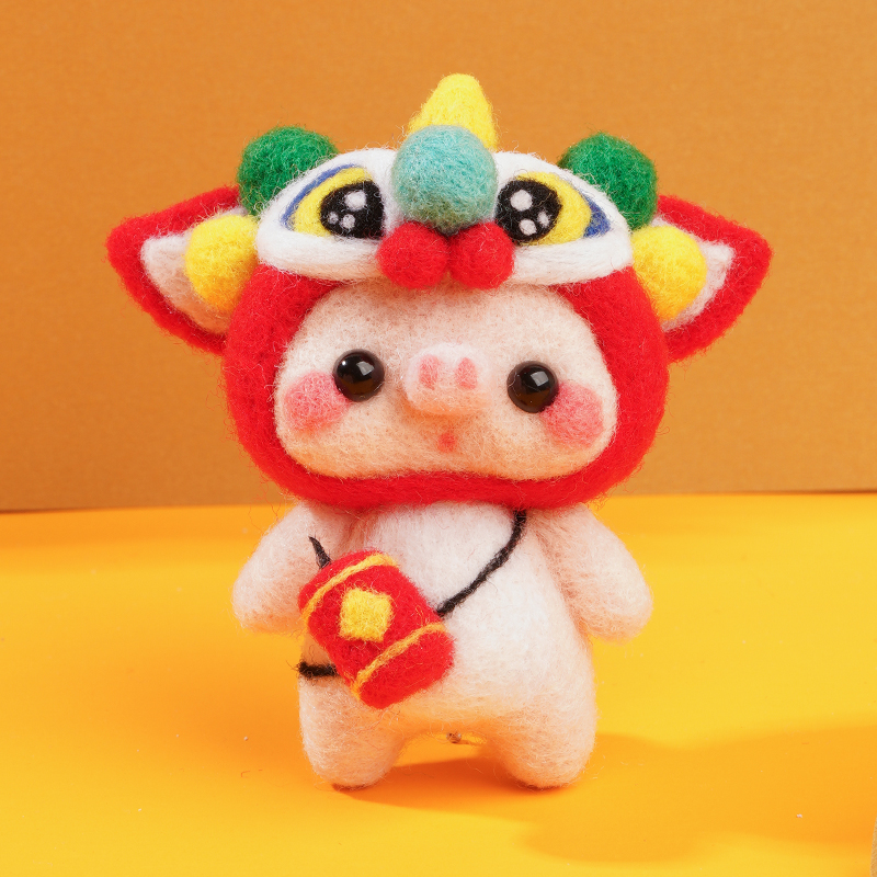 12生肖虎扎扎乐醒狮羊毛毡戳戳乐手工制作diy玩偶挂件戳针材料包