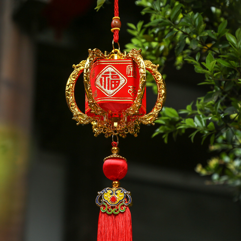 中式小灯笼串挂饰折叠宫灯新年过年春节装饰创意喜庆阳台大门挂件