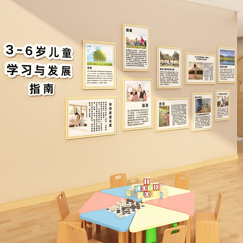 幼儿园环创主题墙面装饰大厅走廊文化布置3-6儿童学习与发展指南