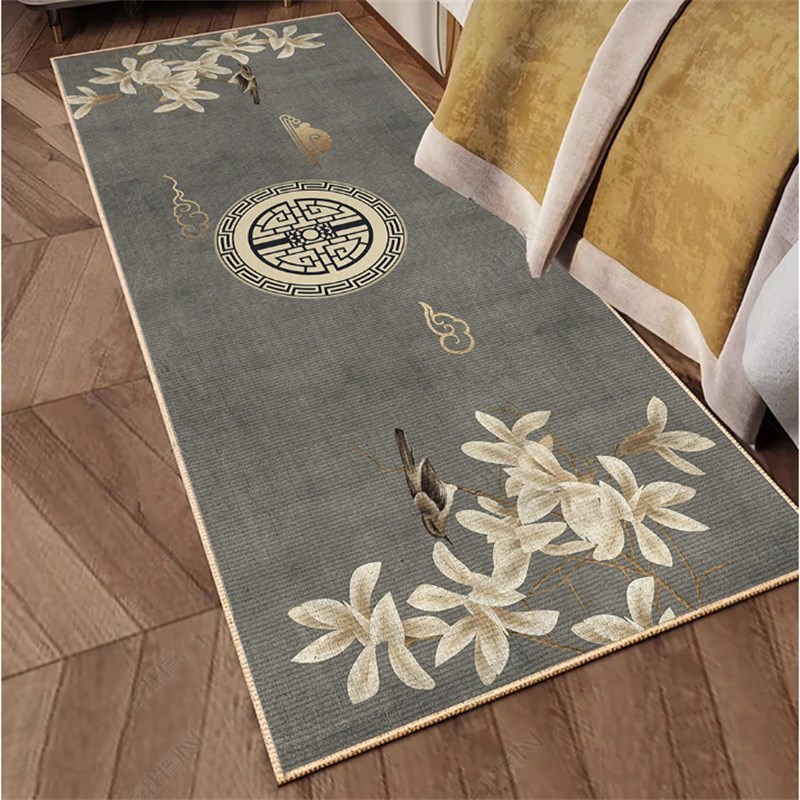 新中式主卧地毯圈绒床前毯客厅轻奢复古床头卧室茶桌地垫比利时绒