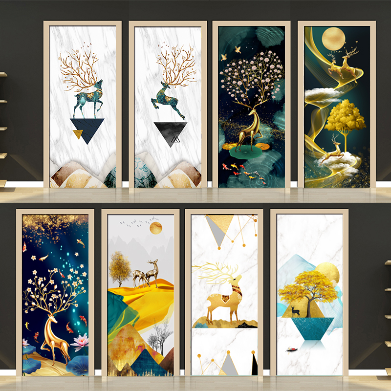 创意北欧洗手间门贴纸整张自粘装饰遮丑卫生间玻璃衣柜旧房门贴画