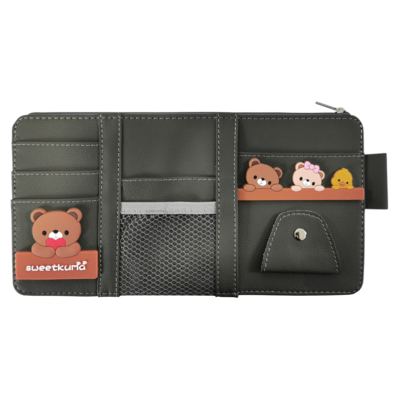 汽车遮阳板套收纳袋卡通可爱卡片夹cd板眼镜夹多功能票据夹证件夹