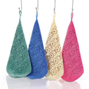 纳米加厚洗脸小毛巾儿童幼儿园专用小方巾带挂绳挂钩厨房抹布帕子