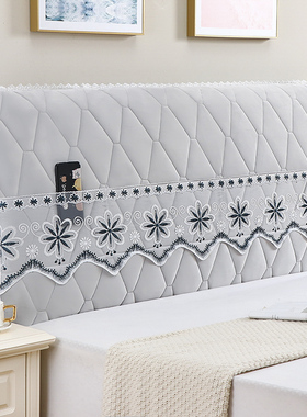 全包床头罩床头套防尘软包木床头皮床头简约风格保护套加厚可拆洗