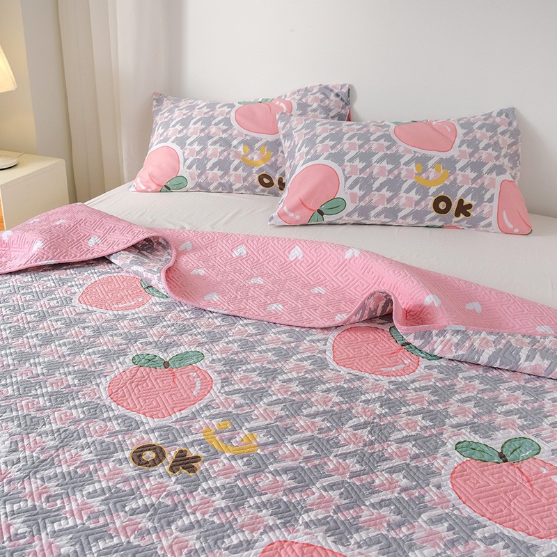 床盖三件套双面纯棉定制夹棉绗缝榻榻米床单全棉四季通用儿童炕垫