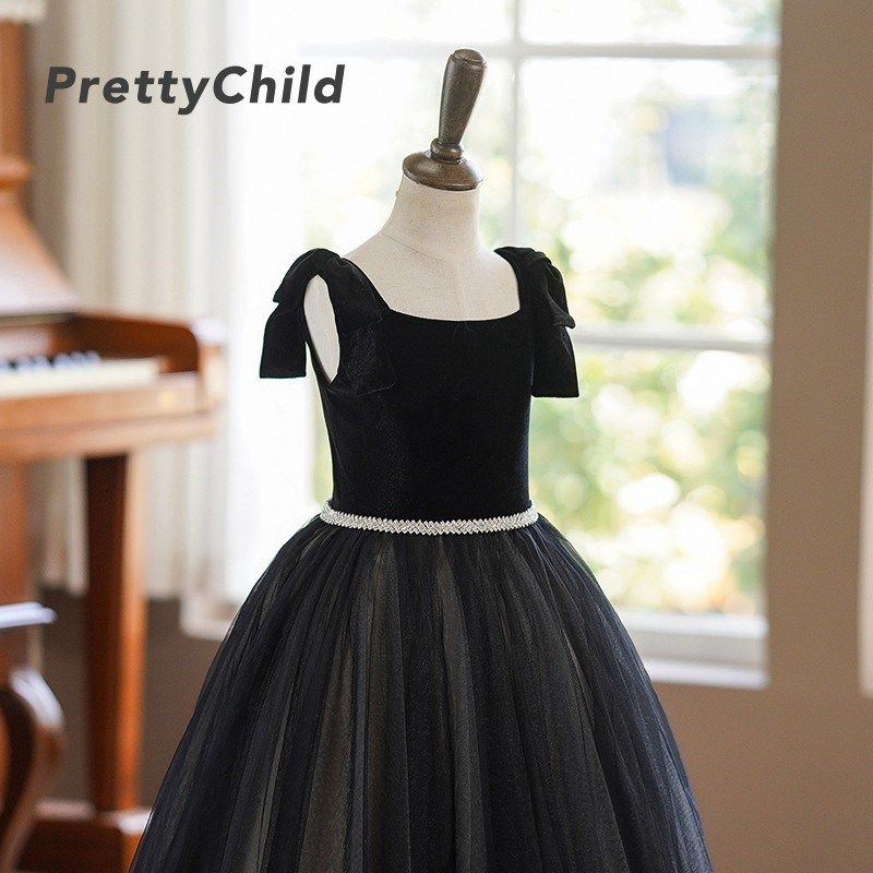 女童晚礼服轻奢小众高端钢琴演奏小提琴演出服主持人生日公主裙