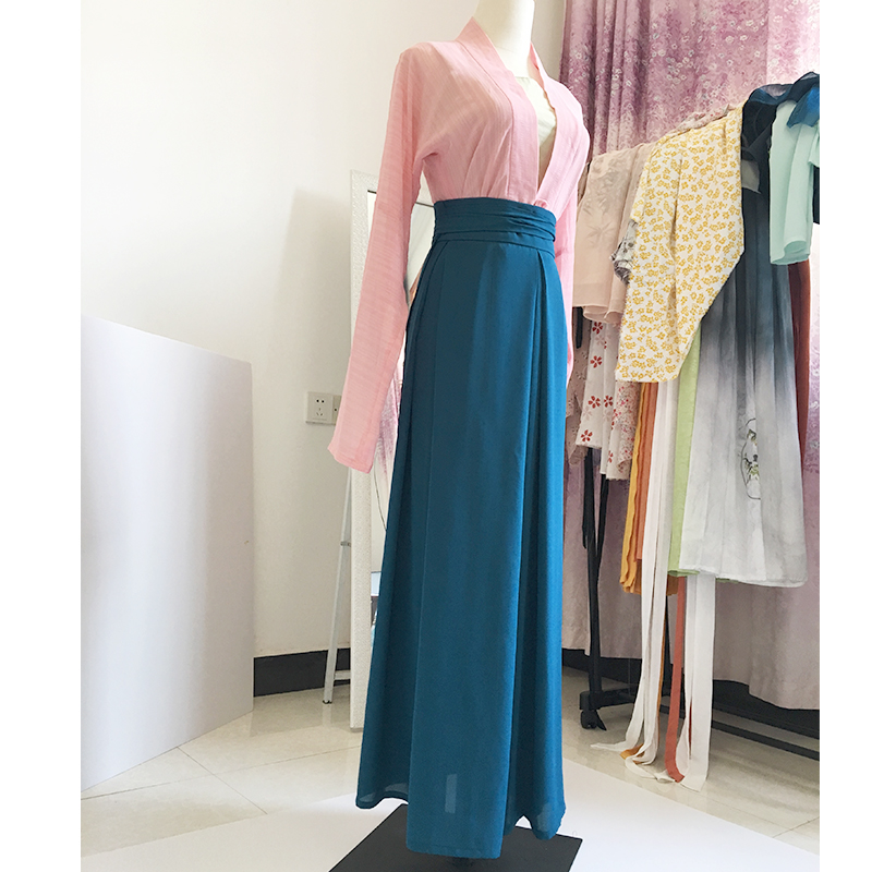 汉服一片式宋制四破三裥裙春夏雪纺面料多色入定制可做大码尺寸