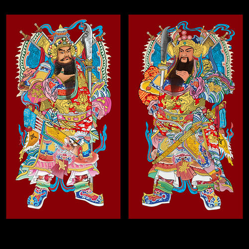 门神定制农村别墅寺庙特大超大号门贴防水耐晒自粘霸气武将秦叔宝