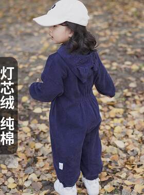 宝宝全身罩衣灯芯绒秋冬新款连体罩衣爬行婴儿爬爬服防脏护衣外穿