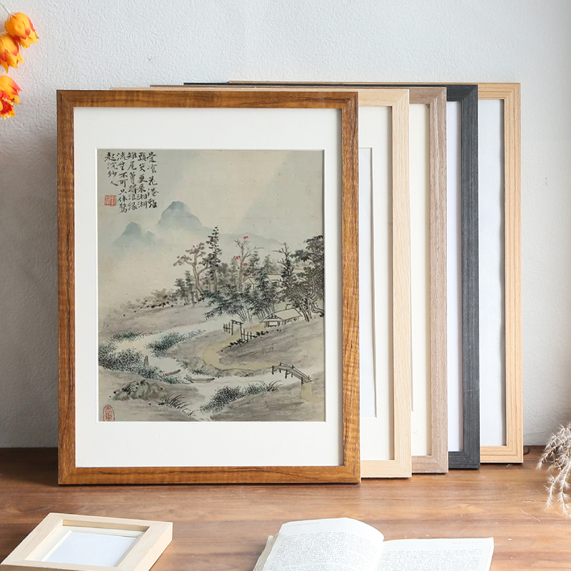 实木相框挂墙a4A3装裱画框8K开4k儿童美术框架7寸6摆台3050正方形