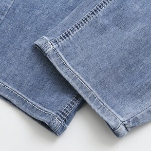 宽松老爹裤 女夏薄款 胖mm裤 子韩版 潮 大码 高腰九分哈伦裤 破洞牛仔裤