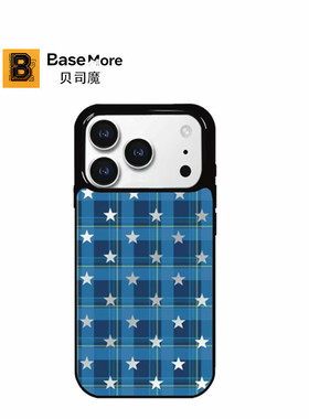 贝司魔【蓝色满天星方格】亚克力超薄适用苹果iPhone17Promax/17/16/15/14Pro 全包手机软边保护套 手机壳