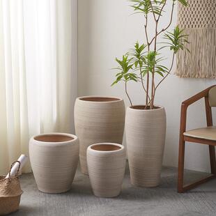 特大号陶瓷花盆大口径深简约种高树透1家用客厅落地粗陶气摆绿植