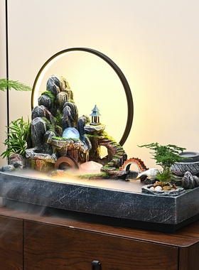 新款假山流水生财摆件客厅玄关办公室风水轮鱼池循环水景开业乔迁
