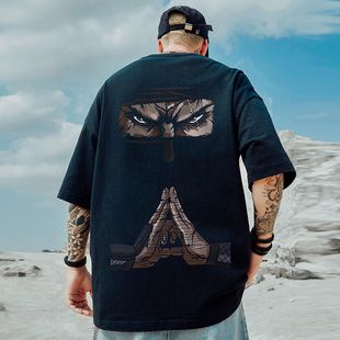 300g重磅纯棉日系短袖t恤男夏季大码潮宽松男生男款半袖体恤上衣