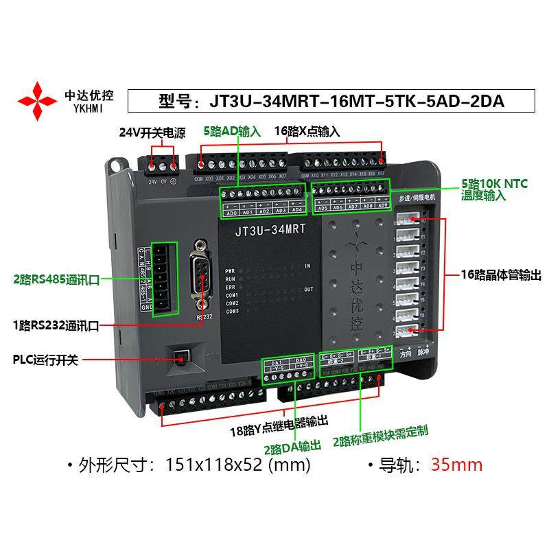YKHMI 中达优控JT3U-34MRT-16MT-10AD-2DA 厂家直销