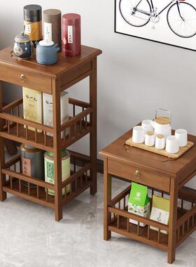 易茶水柜中式OBN博古架小简型茶客厅茶家用边几置物架方几桌叶收