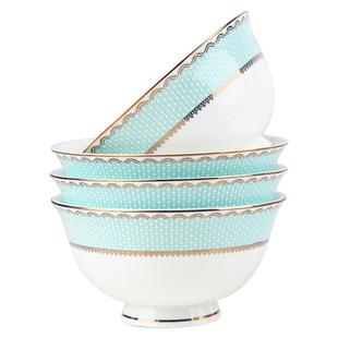 思佰得骨瓷米碗.寸中式饭高4脚碗成人家5用吃饭碗陶Z1204瓷餐具套