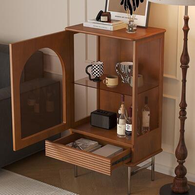 中柜古北欧-实木小边柜电视柜边古立柜客厅卧室储玄物柜关收复纳