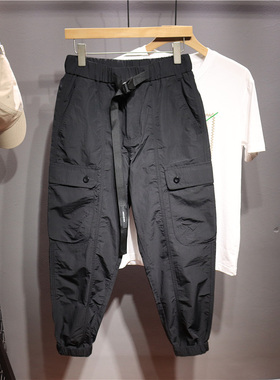 毒类 冰丝速干工装裤男 夏季薄款束脚裤户外机能风宽松九分休闲裤