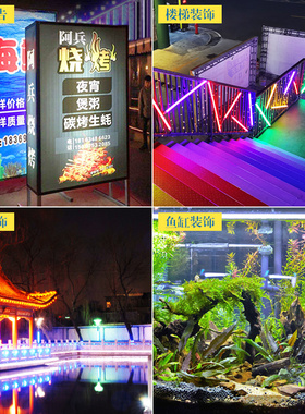 防水彩色led灯管户外线条鱼缸蓝色t8红粉紫绿黄长条形背景墙装饰