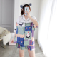 丝绸睡衣女开衫 短袖 短裤 卡通夏季 宽松胖MM200斤家居服加大码 冰丝