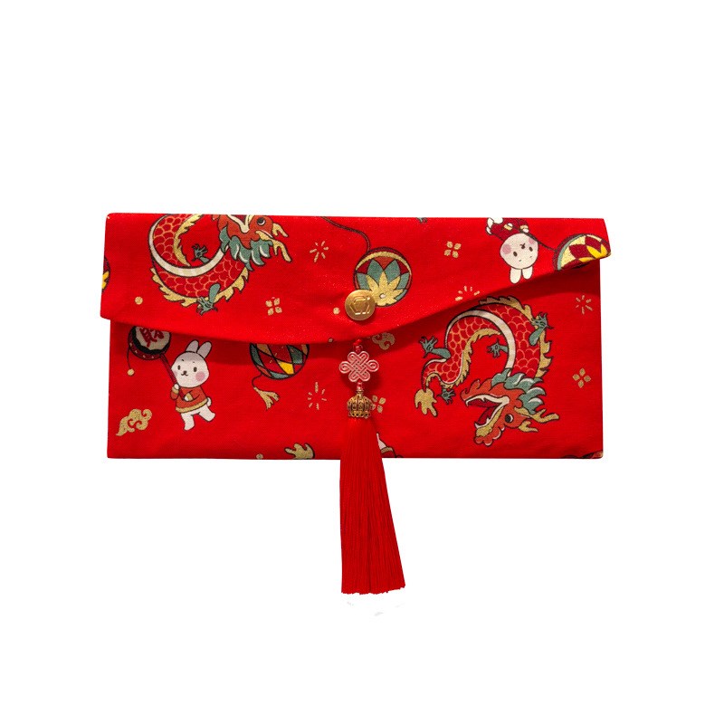 龙年红包卡通新年利是封结婚布艺万元袋压岁红包满月中式礼金