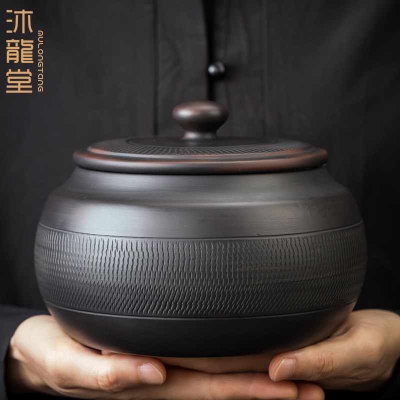 紫陶茶叶罐大号密封罐手工陶瓷功夫茶具茶叶存储罐醒茶罐家用防潮