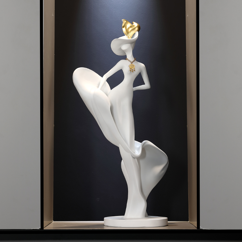 现代创意雕塑人物摆件落地高档大堂客厅玄关电视柜沙发旁艺术摆件