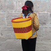 家用背篓买菜塑料藤编大人手工编织民族风农用背筐背篮子舞蹈背篼