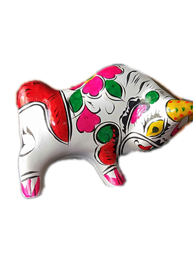 陕西凤翔泥塑秦雍工艺纯手工十二生肖彩绘泥塑牛出国商务礼品