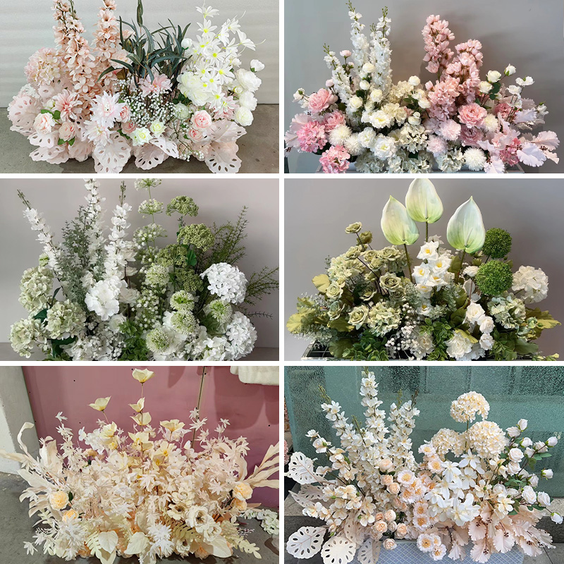 仿真花假花婚礼布置场景婚庆地排花艺路引花花槽中式婚礼排花装饰