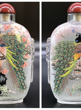 诚信内画鼻烟壶水晶雕刻兽头纯手绘收藏家居摆件商务手工工艺礼品