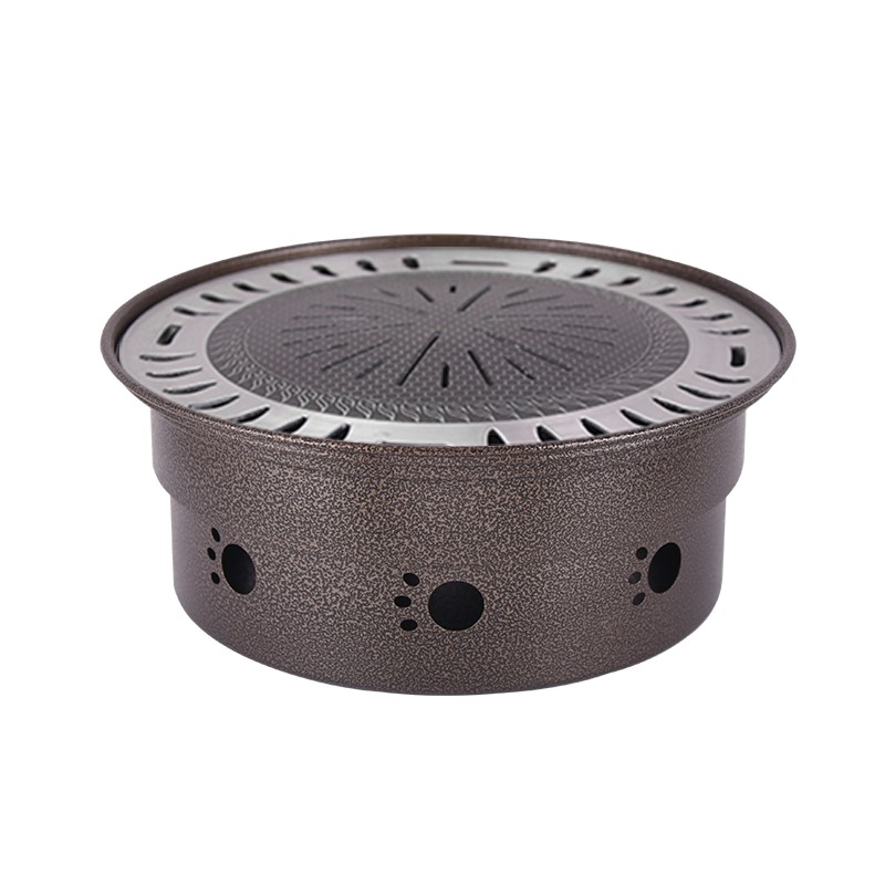 韩式碳烤炉家用炭烤炉商用烤肉炉炭火烤肉锅烧烤架嵌入烤肉盘圆形