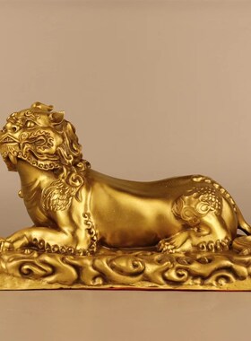 黄铜开运神兽谛听摆件地藏王坐骑独角神兽铜貔貅地听客厅手工摆件