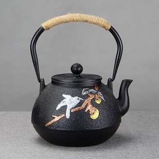 1200ml精美新中式烧水泡茶家用铸铁手工养生铁壶茶壶摆件饰品