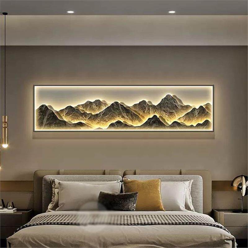 现代简约卧室装饰画背有靠山床头挂画山水画轻奢主卧房间墙壁挂画