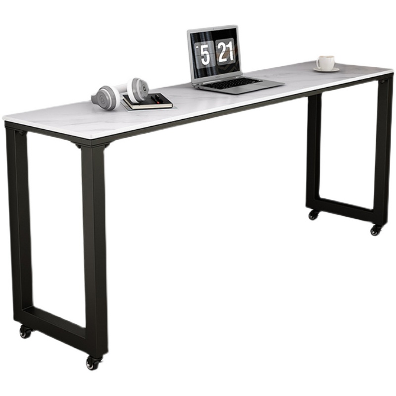 岩板跨床桌可移动床上办公电脑桌靠墙懒人书桌简约床边长条桌带轮