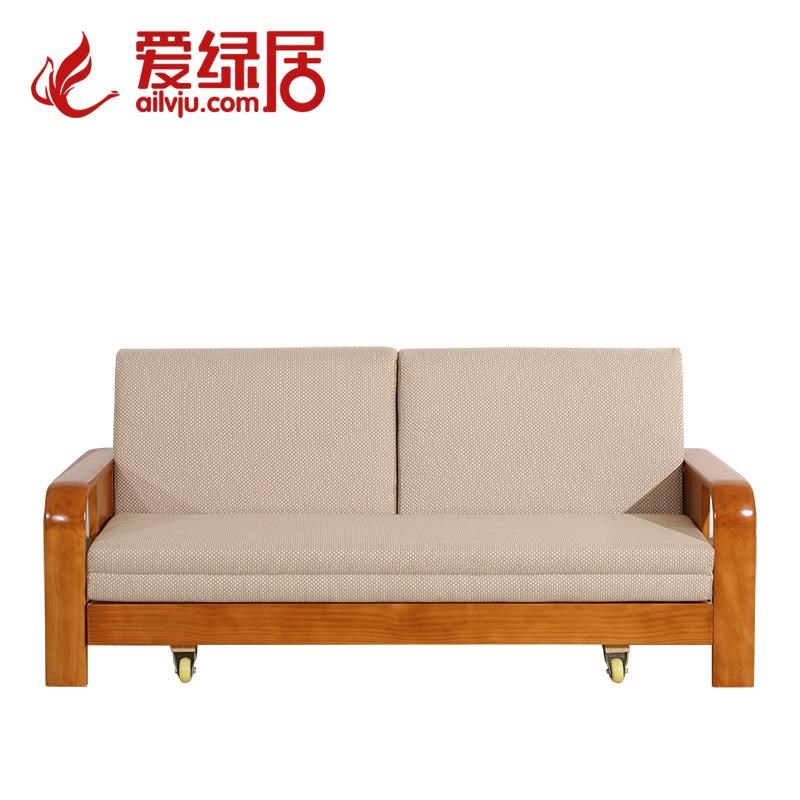 现代中式沙发床1.8米 1.5米 简约木质沙发床 全实木沙发床