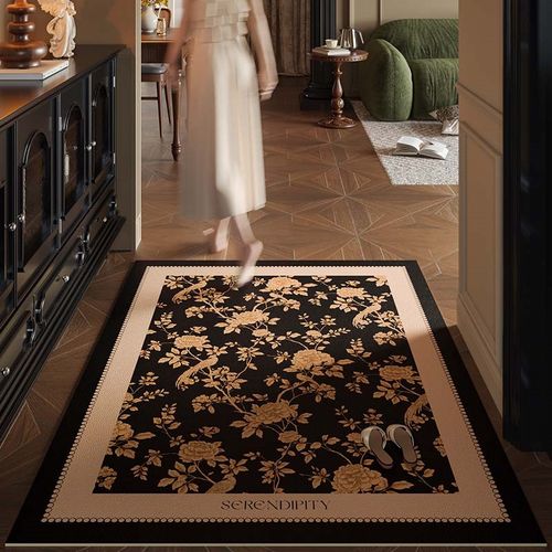 阿尔维娜法式中式中古风入户地垫耐脏防滑高级感玄关地毯皮革垫