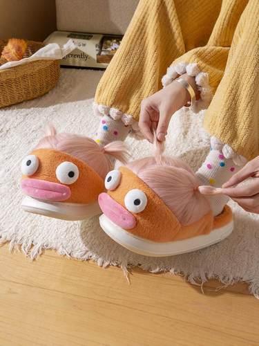 搞怪棉拖鞋女2025新款冬季室内家用防滑丑萌卡通毛绒保暖拖鞋冬天