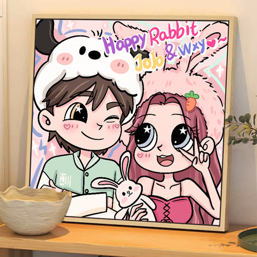 星蝶公主我要变成装饰画油画布打印头像卡通有框画像定制真人照片