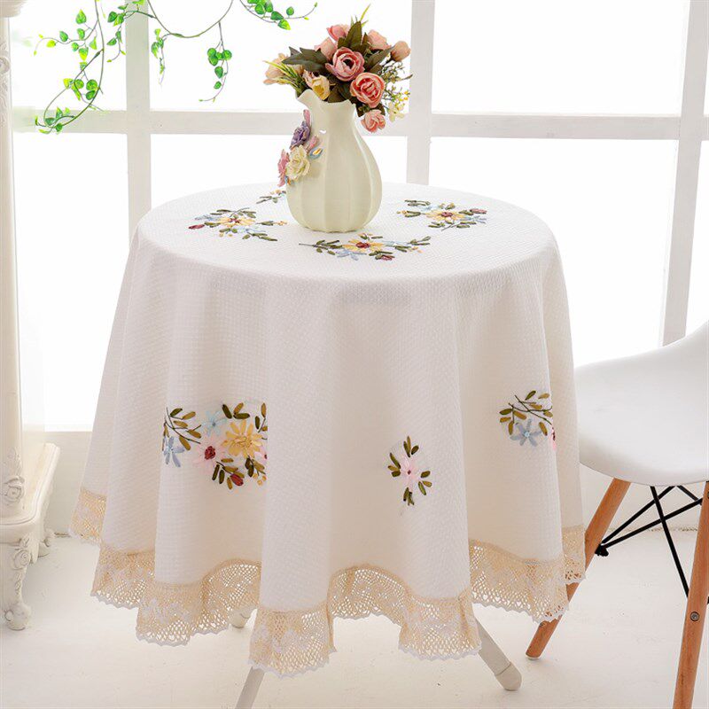 餐桌布布艺圆形家用棉麻田园碎花小清新桌垫现代简约客厅茶几桌布