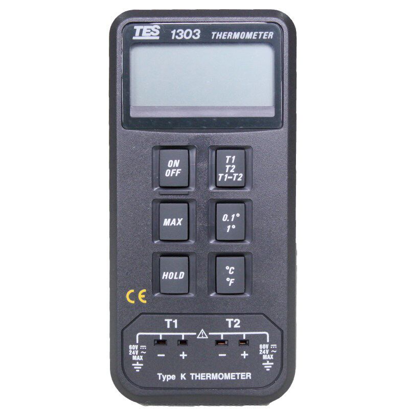 泰仕TES-1300/1303数显K型热电偶测温仪接触式温度计单双通道
