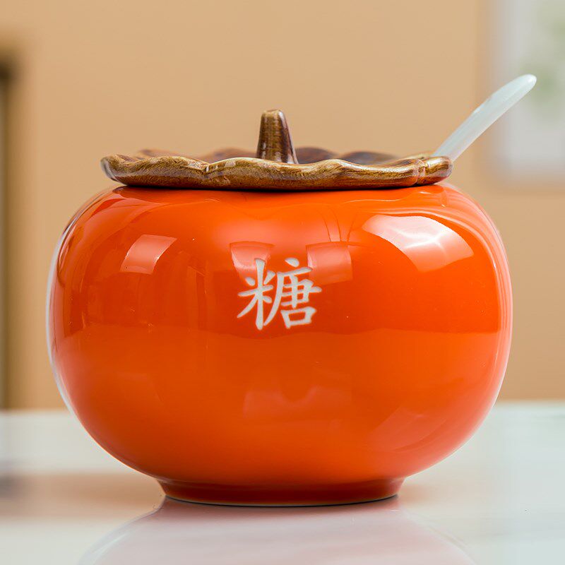 陶瓷辣椒油罐盐罐鸡精罐糖罐油泼辣子罐激光雕刻标签耐高温罐定制