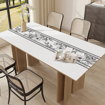 现代简约桌布高级感防水防烫防油免洗餐桌桌垫奶油风长条茶几桌垫