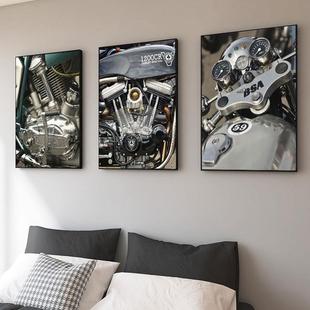 吧装饰画清吧DRD摩托俱酒乐部车房复古业风机工车挂机画发动引擎