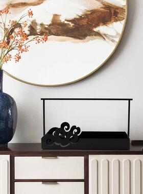 盘大岸堂新中式铁艺篮色NQG铁茶具收提纳盒茶棚茶托样板间装饰摆