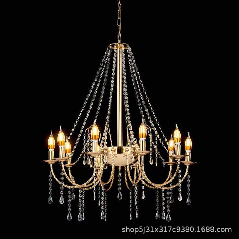 婚庆欧式水晶铁艺吊灯路引